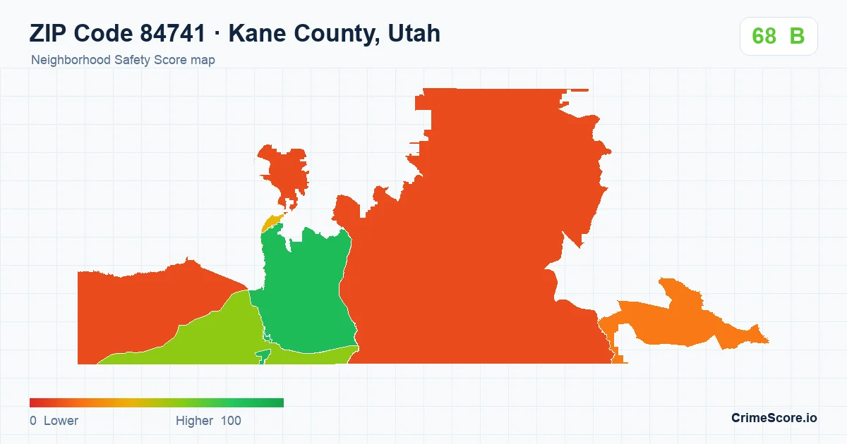 ZIP Code 84741 in Kane County, Utah neighborhood Safety Score map