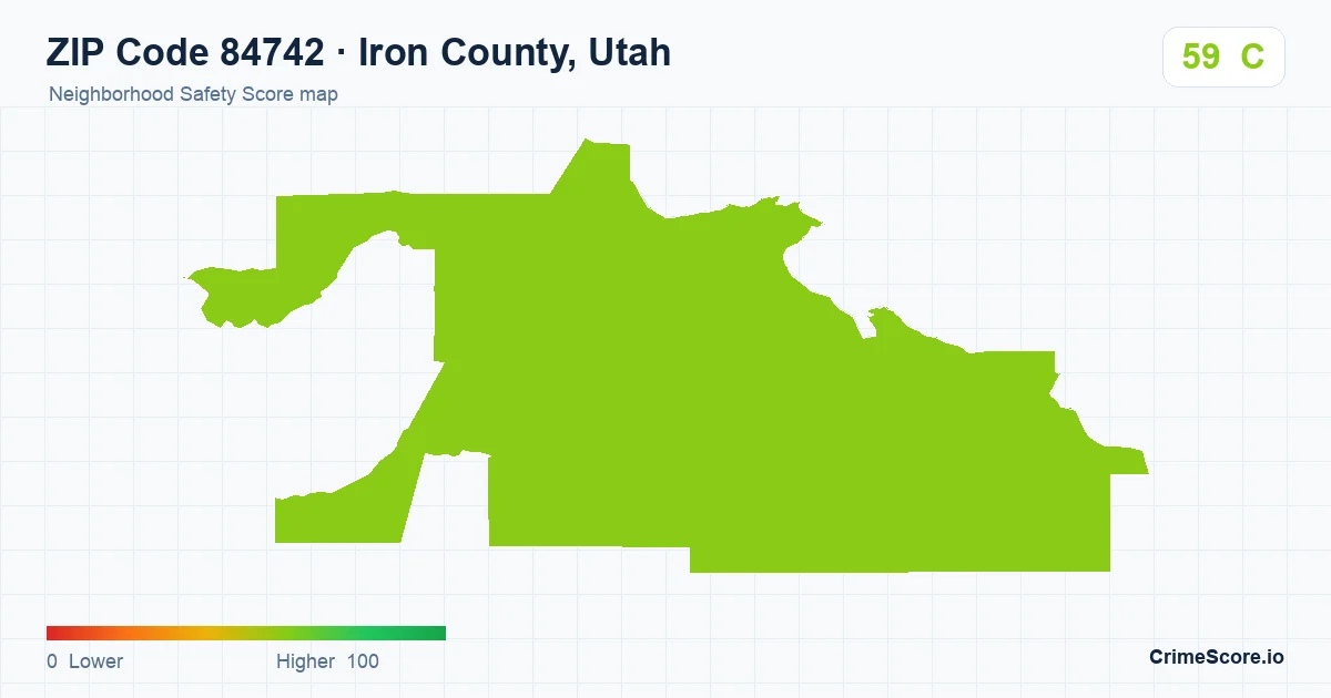 ZIP Code 84742 in Iron County, Utah neighborhood Safety Score map