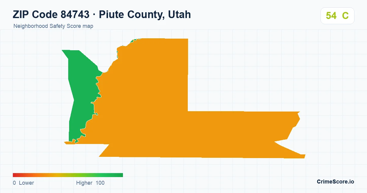 ZIP Code 84743 in Piute County, Utah neighborhood Safety Score map