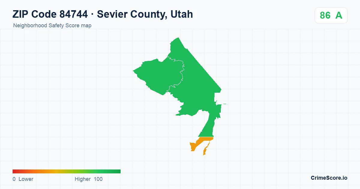 ZIP Code 84744 in Sevier County, Utah neighborhood Safety Score map