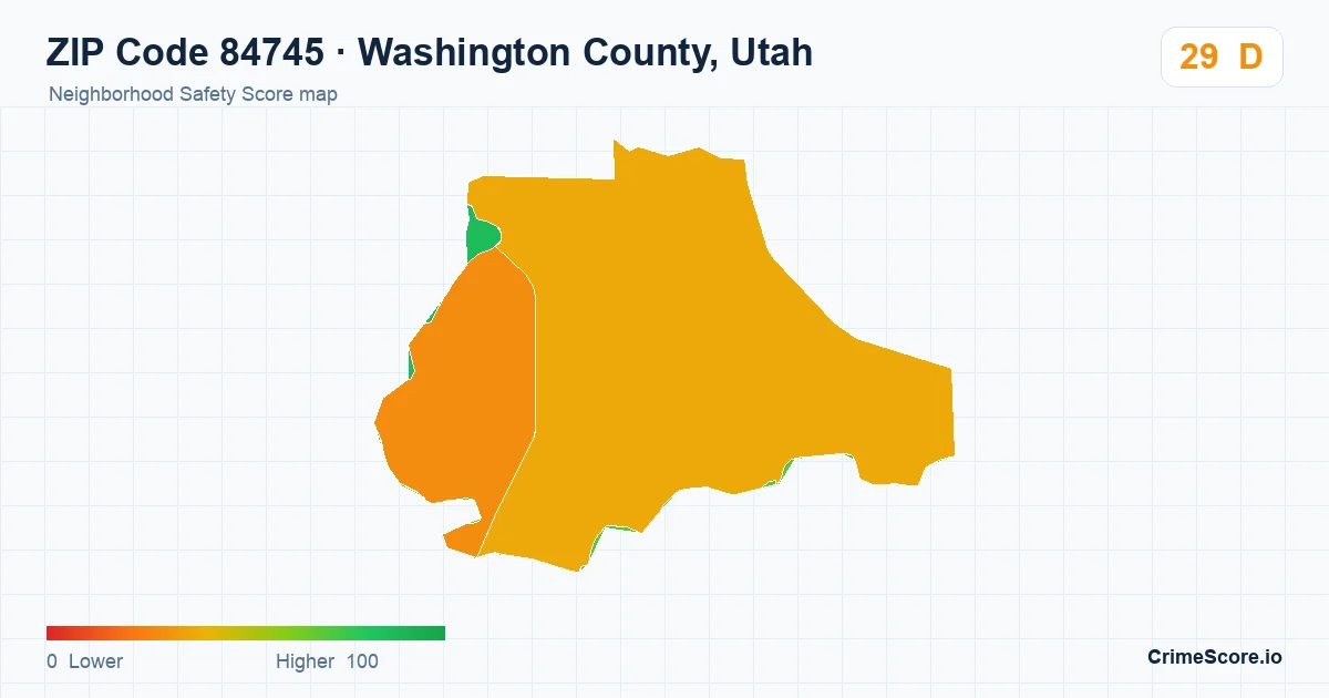 ZIP Code 84745 in Washington County, Utah neighborhood Safety Score map