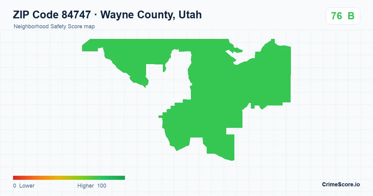 ZIP Code 84747 in Wayne County, Utah neighborhood Safety Score map