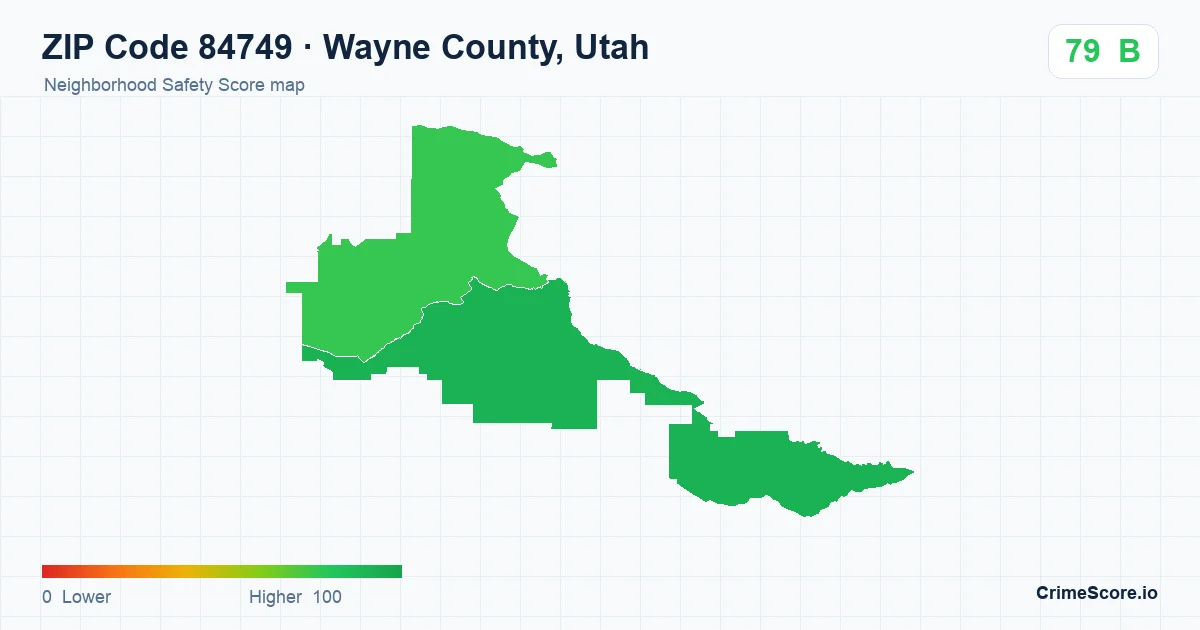 ZIP Code 84749 in Wayne County, Utah neighborhood Safety Score map