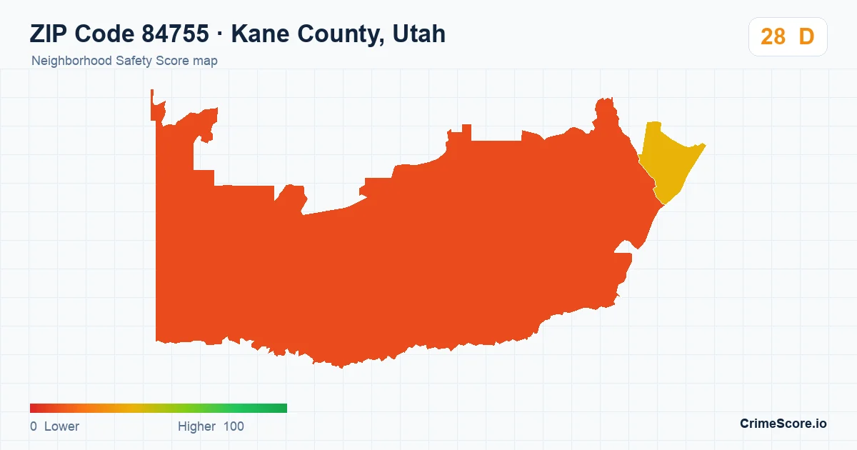 ZIP Code 84755 in Kane County, Utah neighborhood Safety Score map