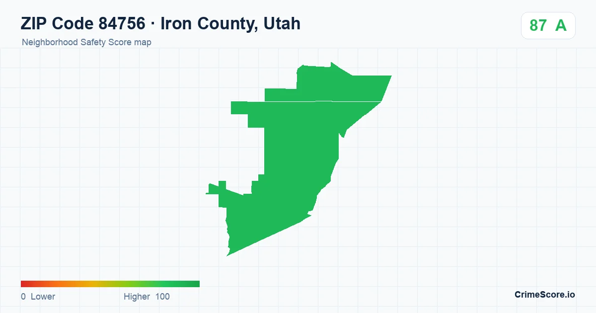 ZIP Code 84756 in Iron County, Utah neighborhood Safety Score map