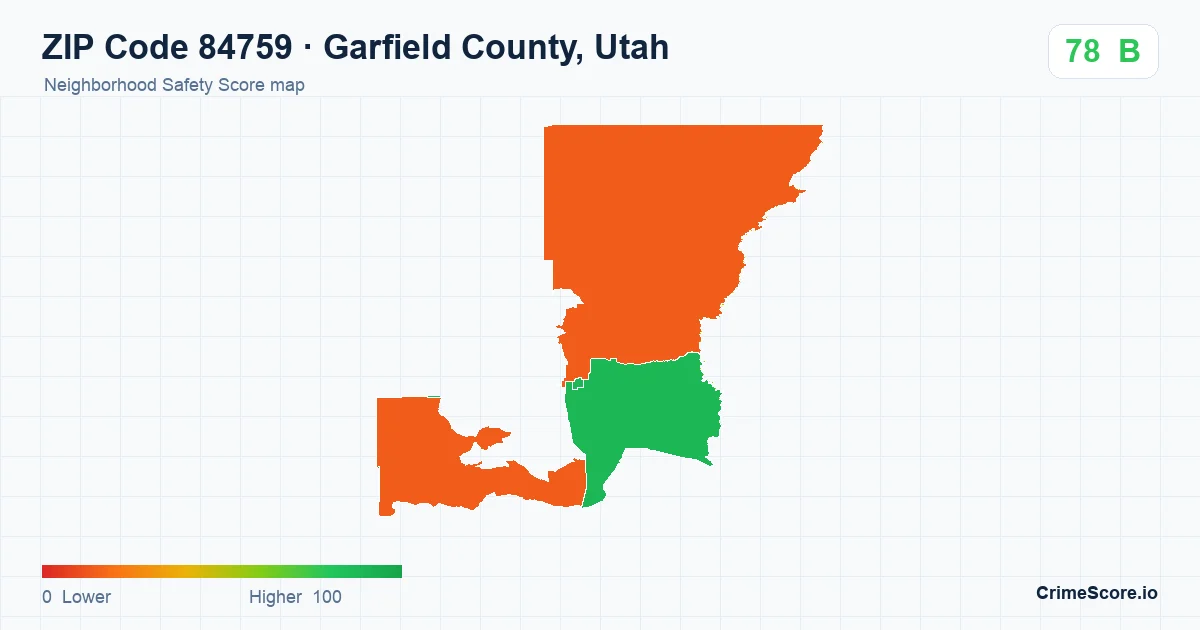 ZIP Code 84759 in Garfield County, Utah neighborhood Safety Score map