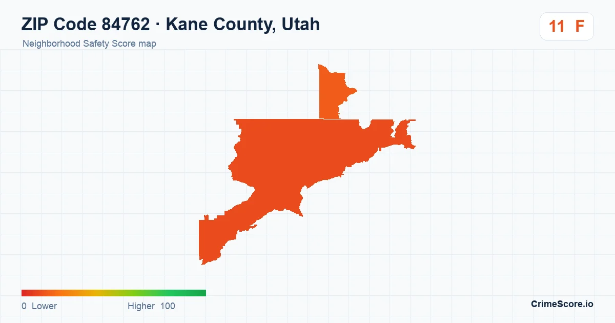 ZIP Code 84762 in Kane County, Utah neighborhood Safety Score map