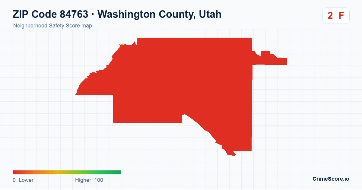 ZIP Code 84763 in Washington County, Utah neighborhood Safety Score map