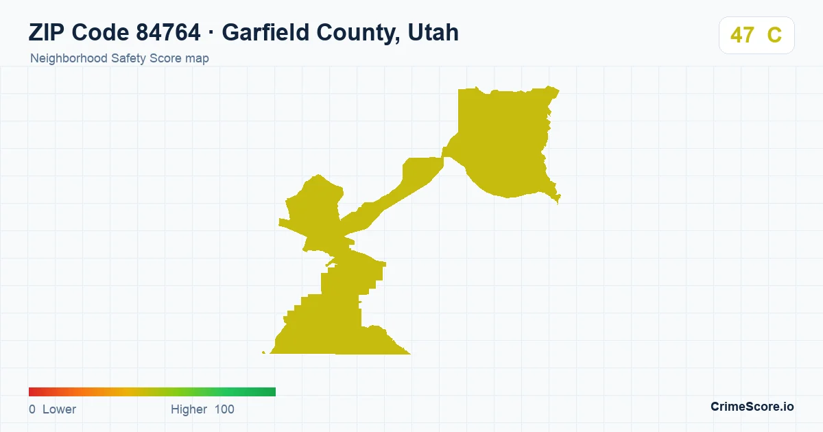 ZIP Code 84764 in Garfield County, Utah neighborhood Safety Score map