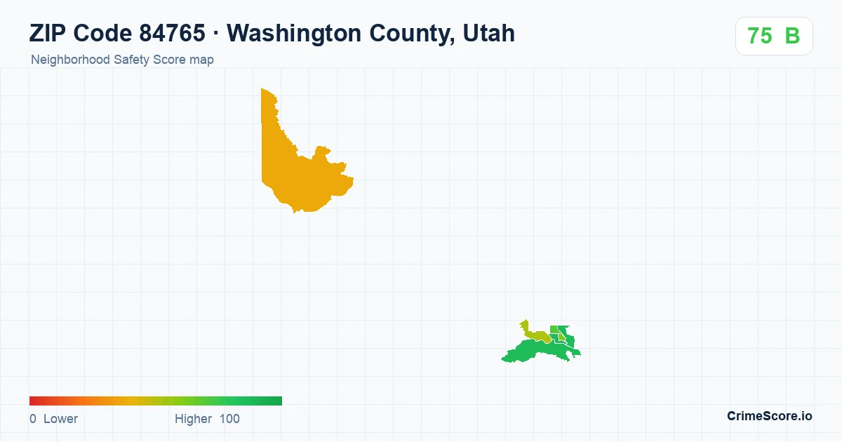 ZIP Code 84765 in Washington County, Utah neighborhood Safety Score map