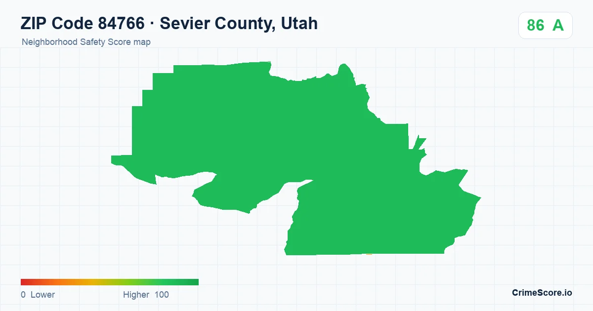 ZIP Code 84766 in Sevier County, Utah neighborhood Safety Score map
