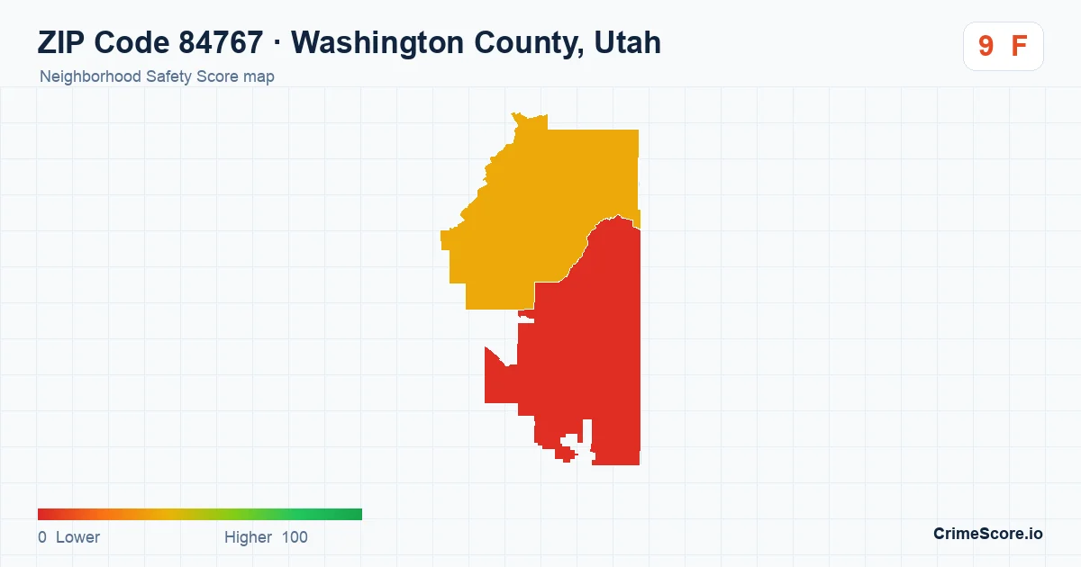 ZIP Code 84767 in Washington County, Utah neighborhood Safety Score map