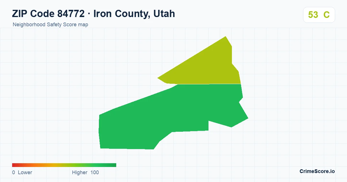 ZIP Code 84772 in Iron County, Utah neighborhood Safety Score map