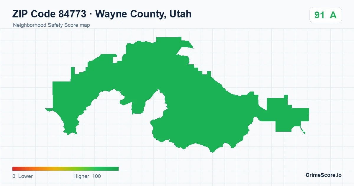 ZIP Code 84773 in Wayne County, Utah neighborhood Safety Score map