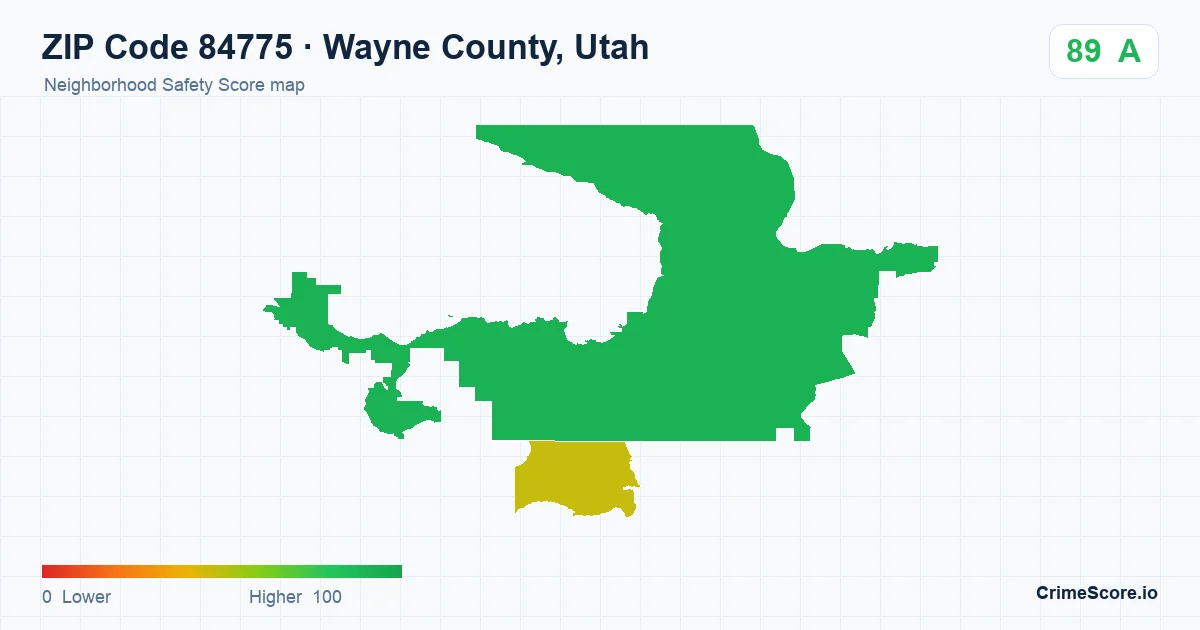 ZIP Code 84775 in Wayne County, Utah neighborhood Safety Score map