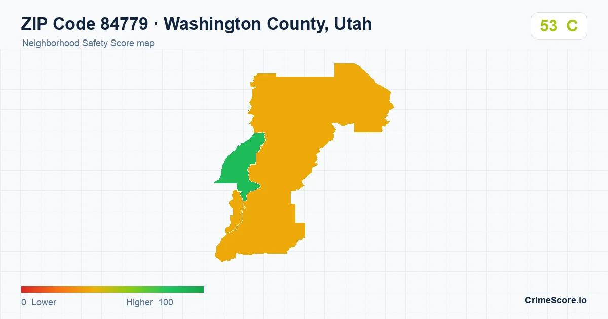 ZIP Code 84779 in Washington County, Utah neighborhood Safety Score map