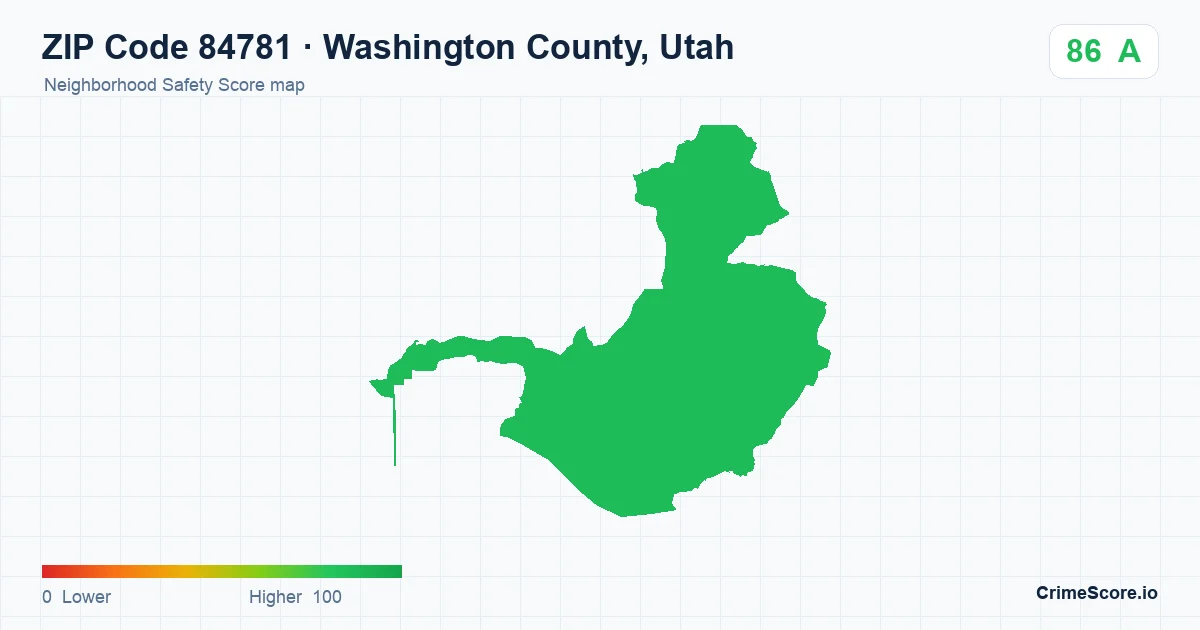 ZIP Code 84781 in Washington County, Utah neighborhood Safety Score map