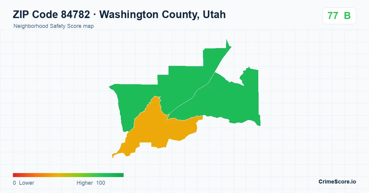 ZIP Code 84782 in Washington County, Utah neighborhood Safety Score map