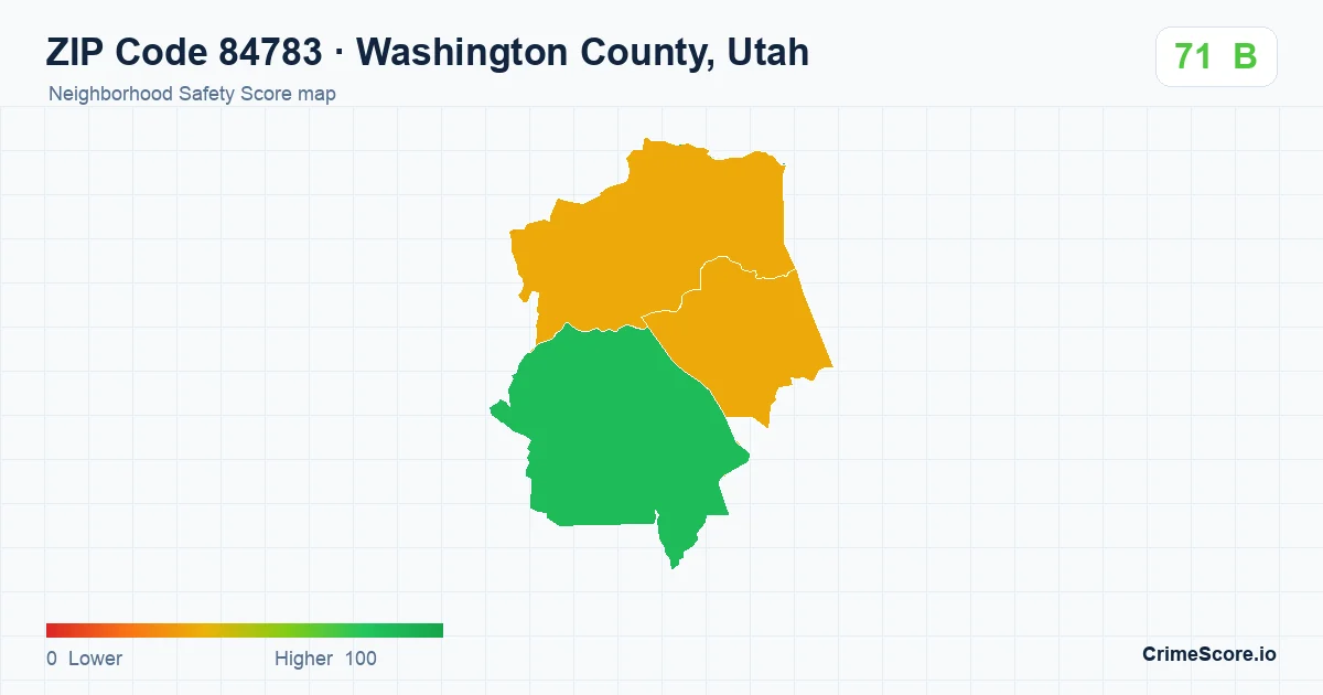 ZIP Code 84783 in Washington County, Utah neighborhood Safety Score map