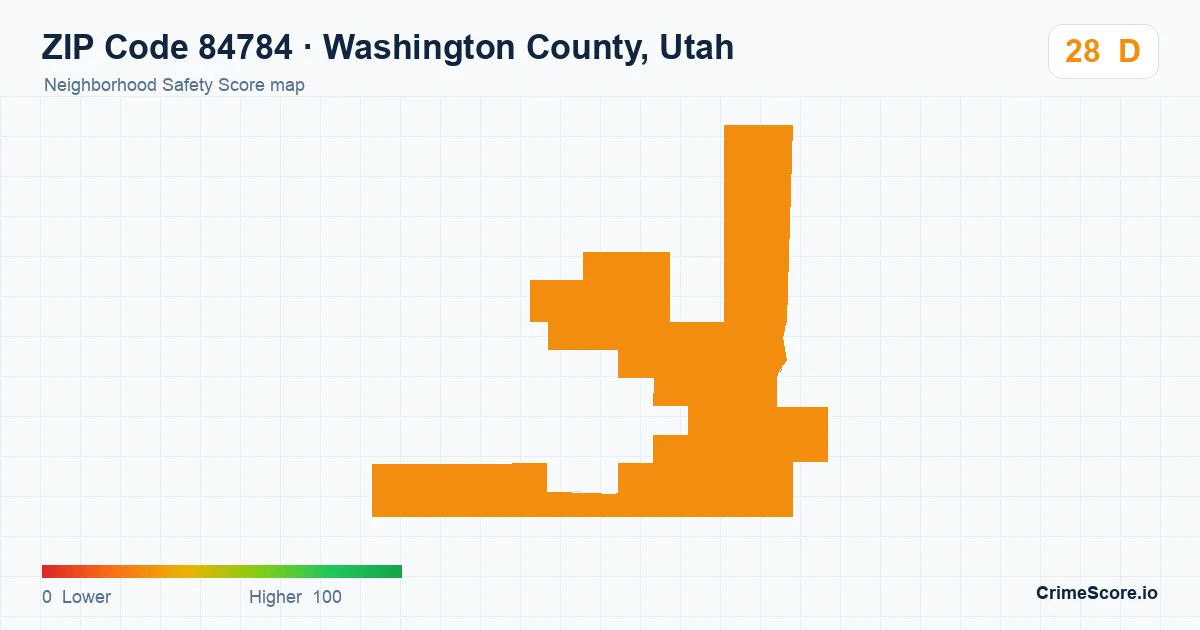 ZIP Code 84784 in Washington County, Utah neighborhood Safety Score map