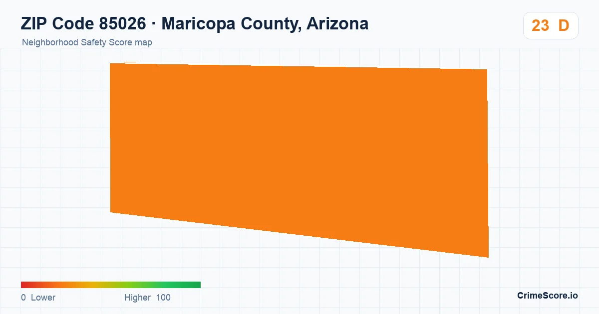ZIP Code 85026 in Maricopa County, Arizona neighborhood Safety Score map