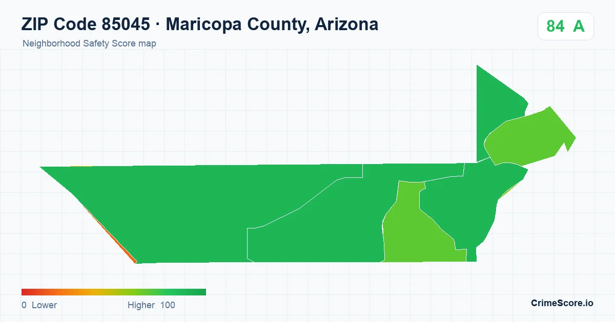 ZIP Code 85045 in Maricopa County, Arizona neighborhood Safety Score map