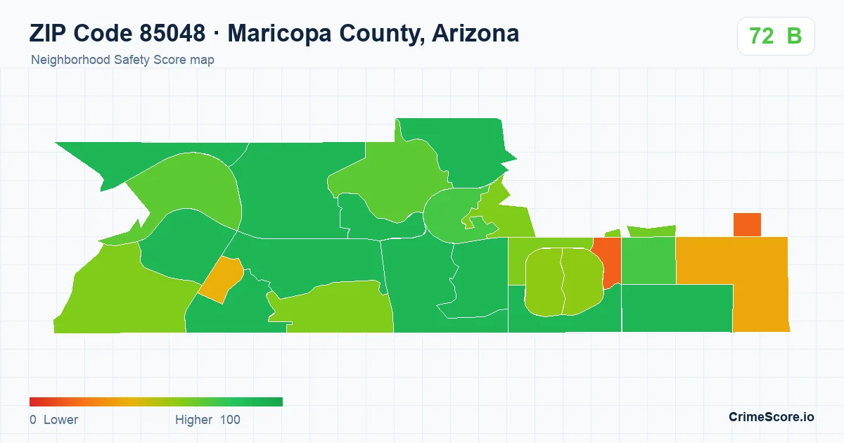ZIP Code 85048 in Maricopa County, Arizona neighborhood Safety Score map