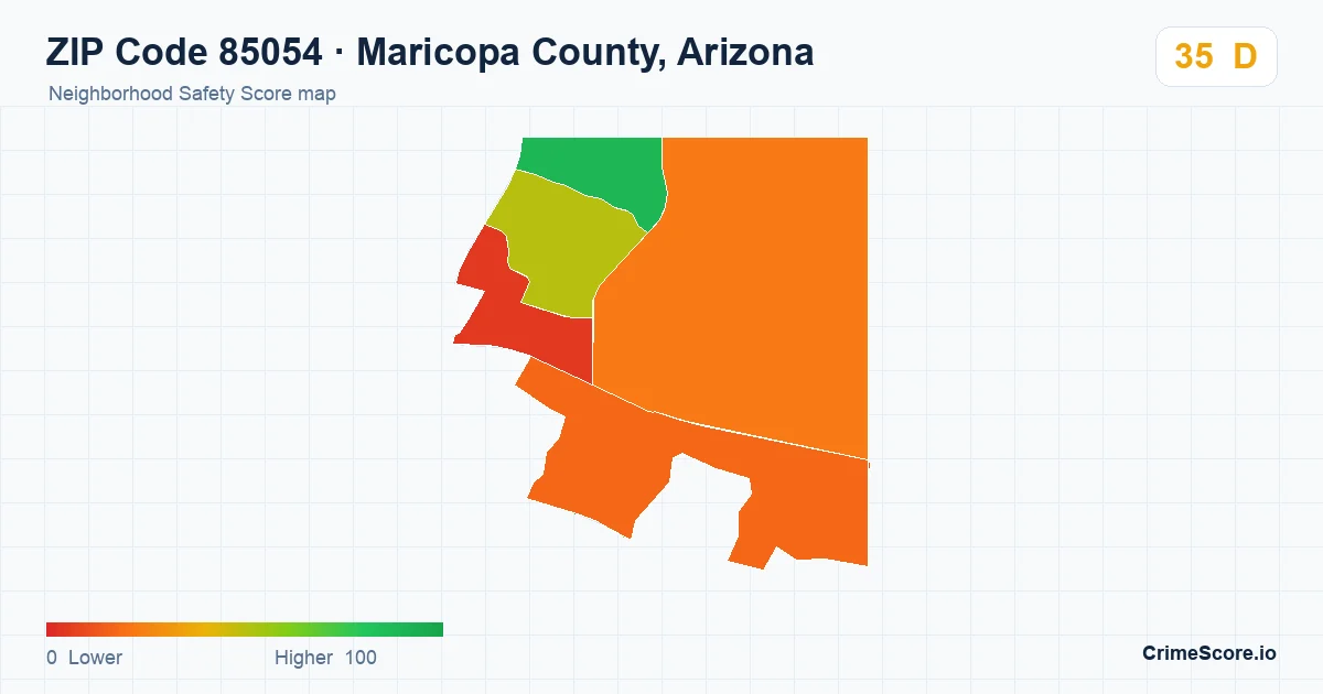 ZIP Code 85054 in Maricopa County, Arizona neighborhood Safety Score map