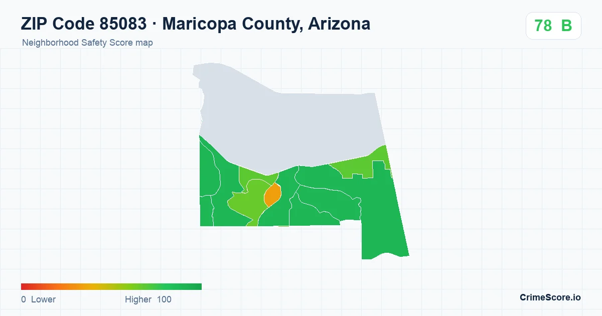 ZIP Code 85083 in Maricopa County, Arizona neighborhood Safety Score map
