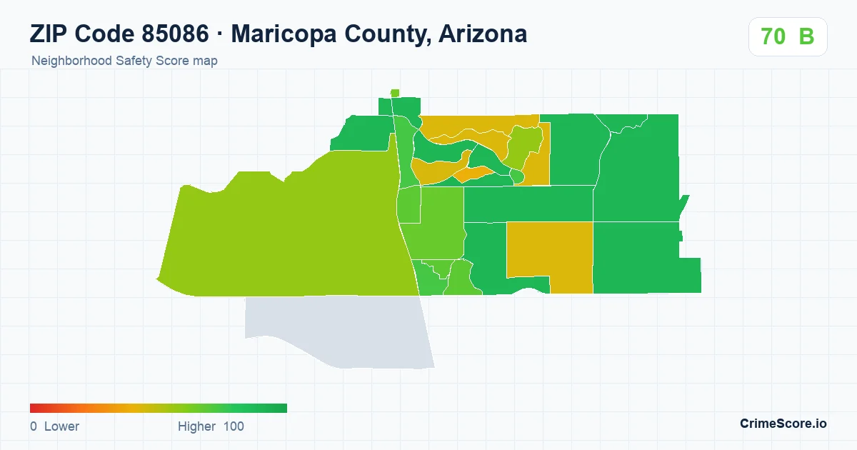 ZIP Code 85086 in Maricopa County, Arizona neighborhood Safety Score map