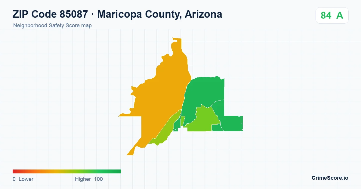 ZIP Code 85087 in Maricopa County, Arizona neighborhood Safety Score map