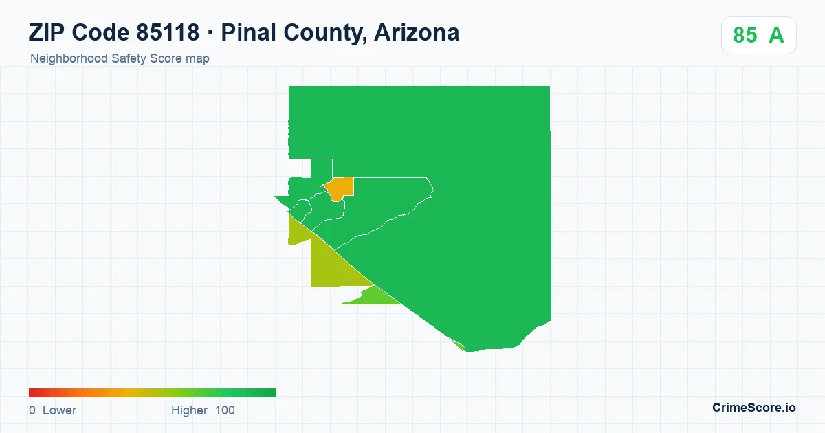 ZIP Code 85118 in Pinal County, Arizona neighborhood Safety Score map