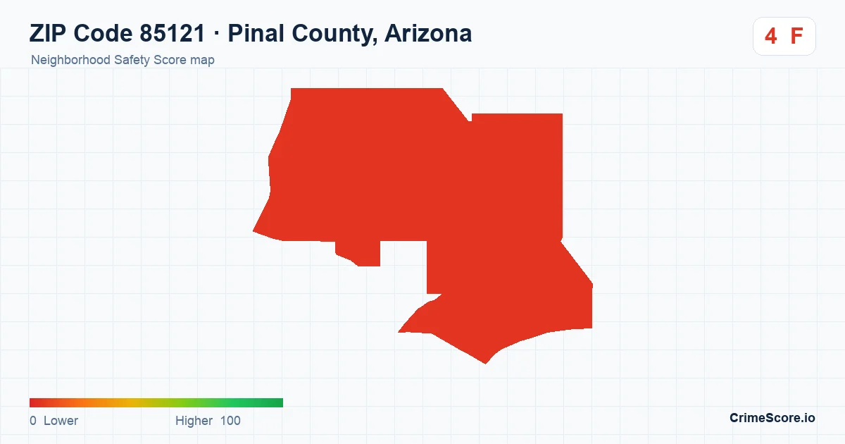ZIP Code 85121 in Pinal County, Arizona neighborhood Safety Score map