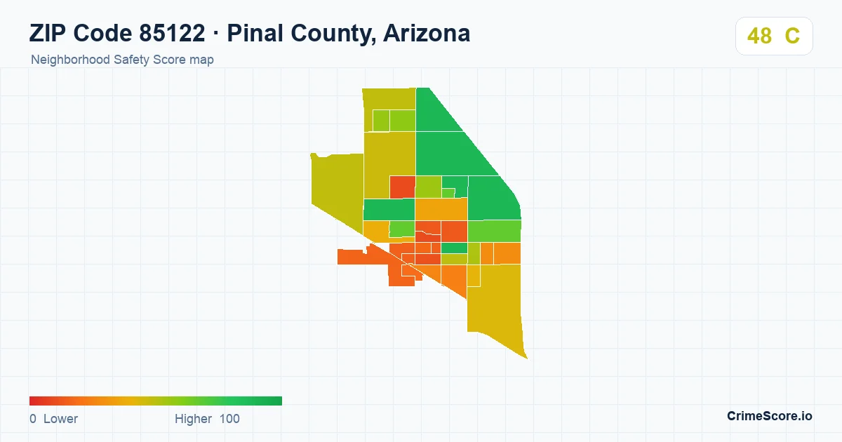 ZIP Code 85122 in Pinal County, Arizona neighborhood Safety Score map