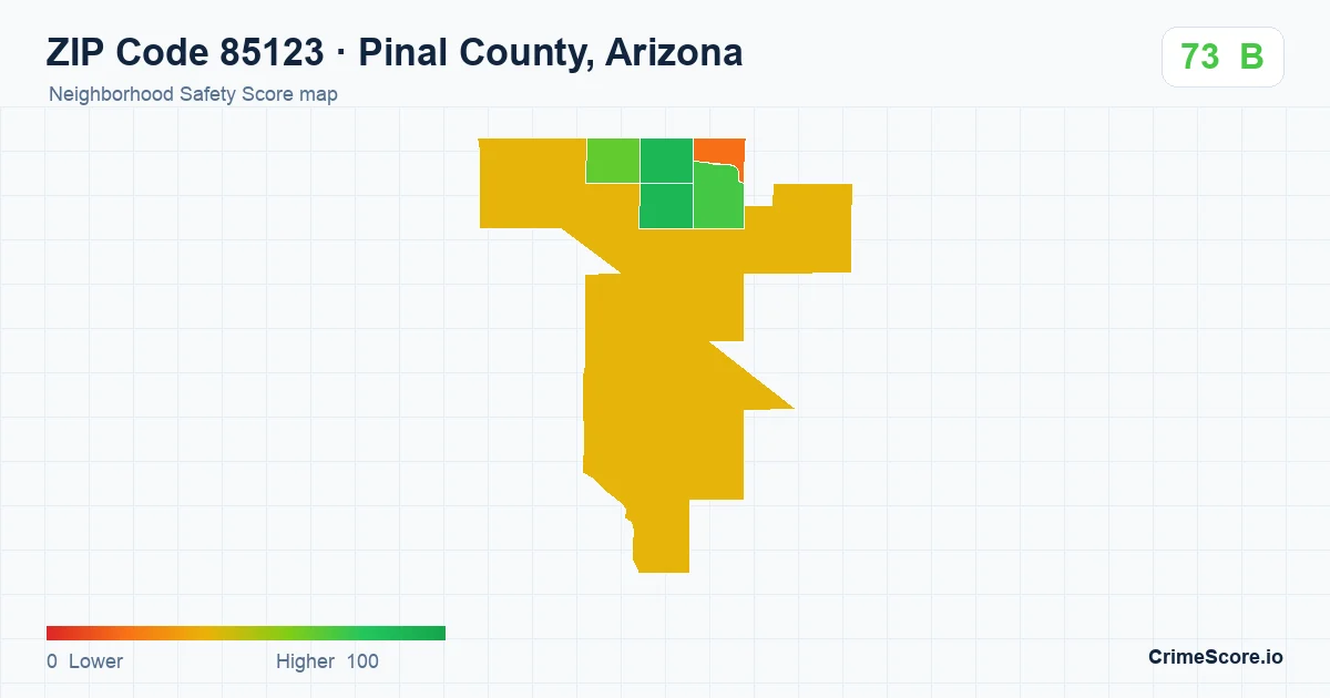 ZIP Code 85123 in Pinal County, Arizona neighborhood Safety Score map