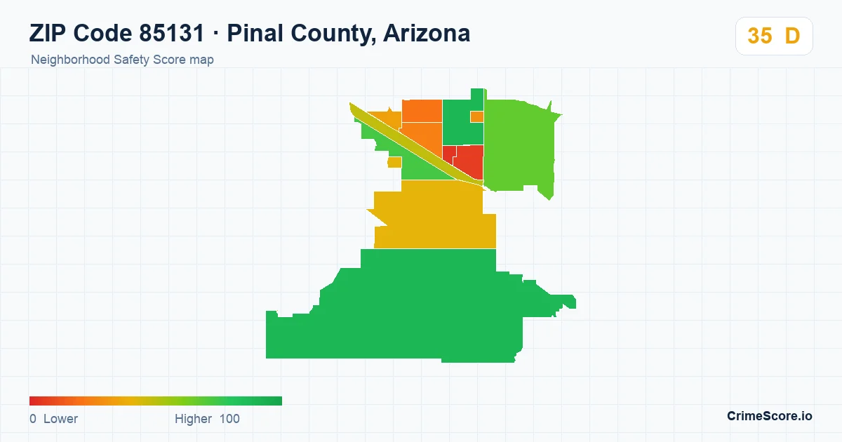 ZIP Code 85131 in Pinal County, Arizona neighborhood Safety Score map