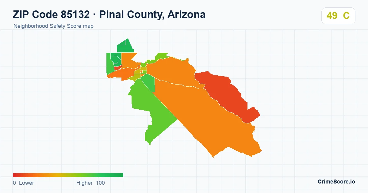 ZIP Code 85132 in Pinal County, Arizona neighborhood Safety Score map