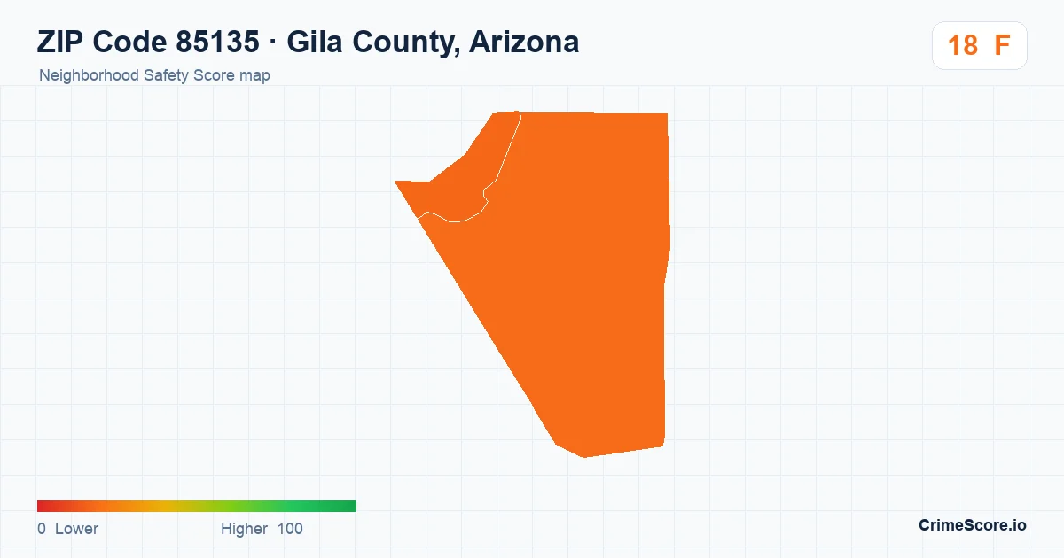 ZIP Code 85135 in Gila County, Arizona neighborhood Safety Score map