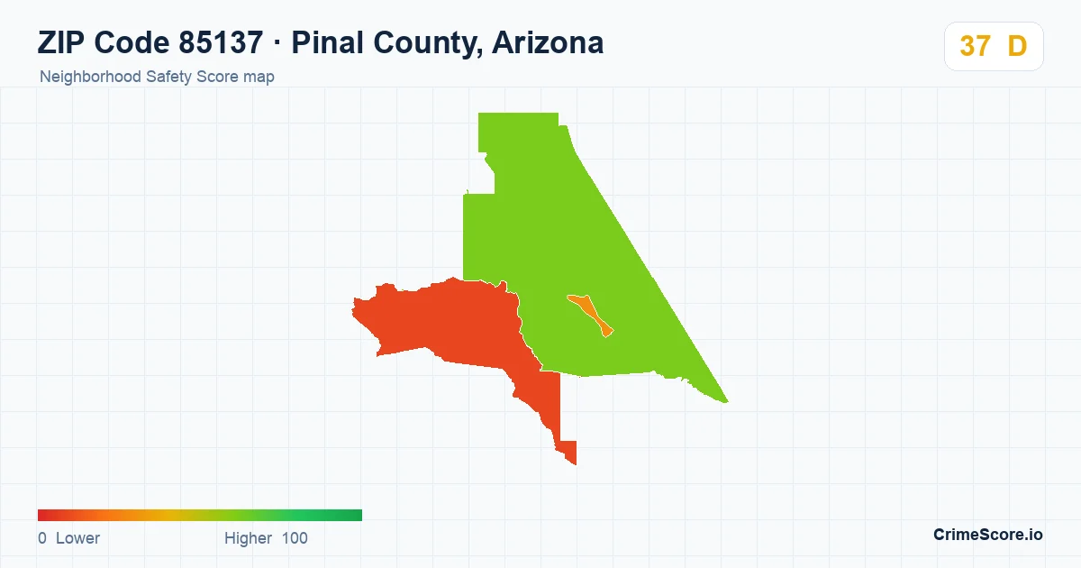 ZIP Code 85137 in Pinal County, Arizona neighborhood Safety Score map