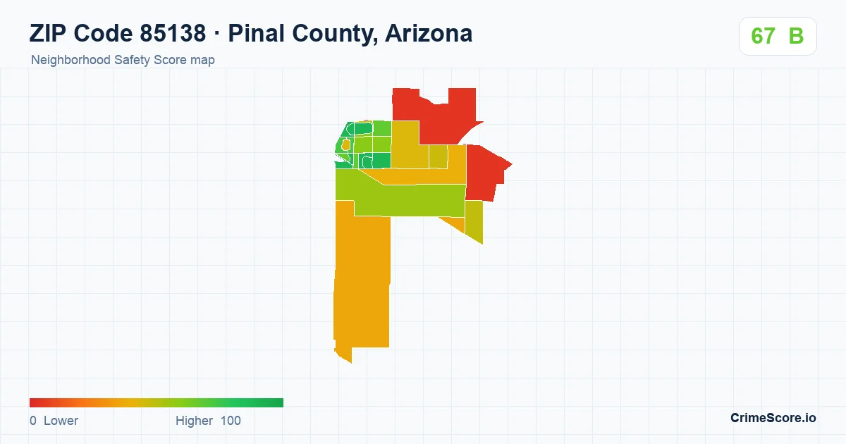 ZIP Code 85138 in Pinal County, Arizona neighborhood Safety Score map