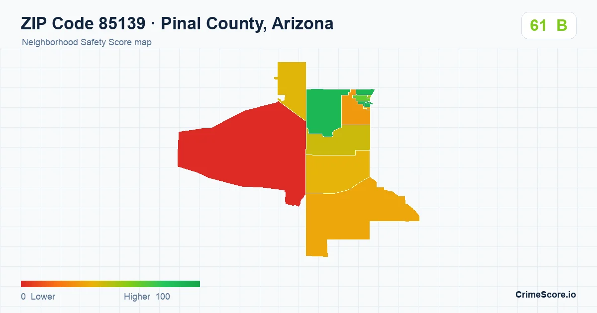 ZIP Code 85139 in Pinal County, Arizona neighborhood Safety Score map
