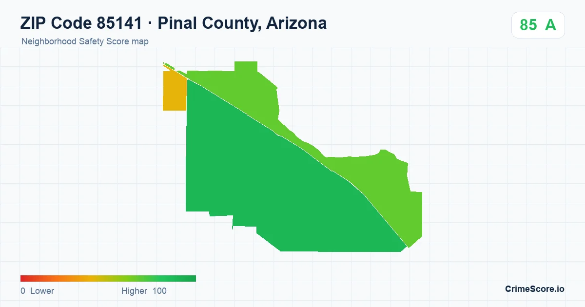 ZIP Code 85141 in Pinal County, Arizona neighborhood Safety Score map