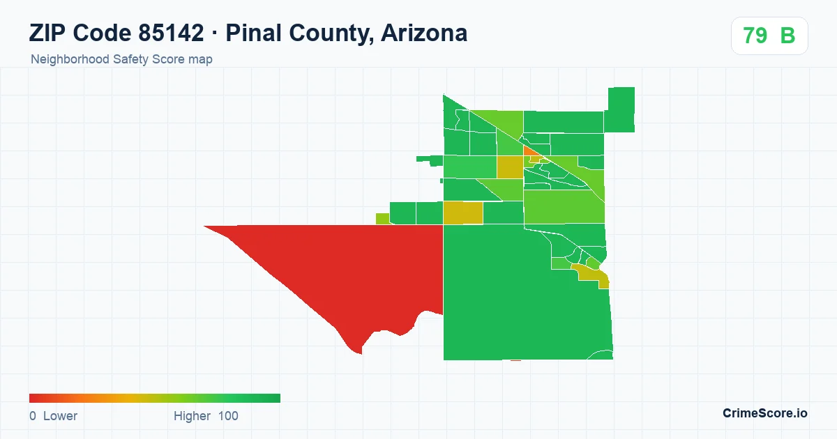 ZIP Code 85142 in Pinal County, Arizona neighborhood Safety Score map