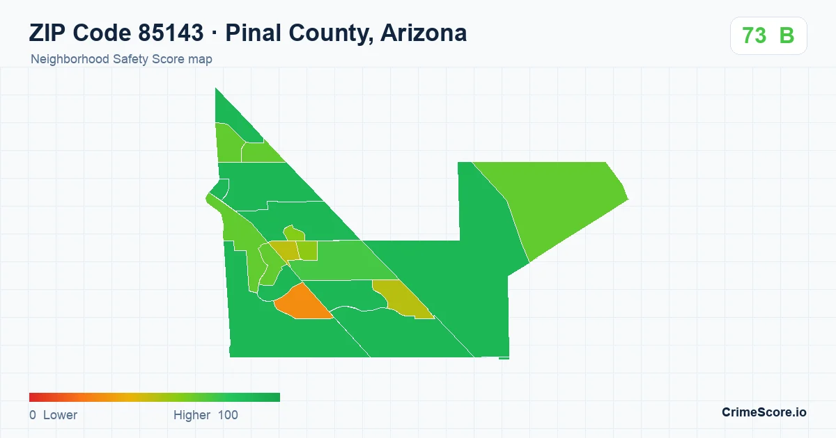 ZIP Code 85143 in Pinal County, Arizona neighborhood Safety Score map