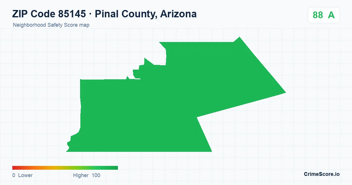 ZIP Code 85145 in Pinal County, Arizona neighborhood Safety Score map