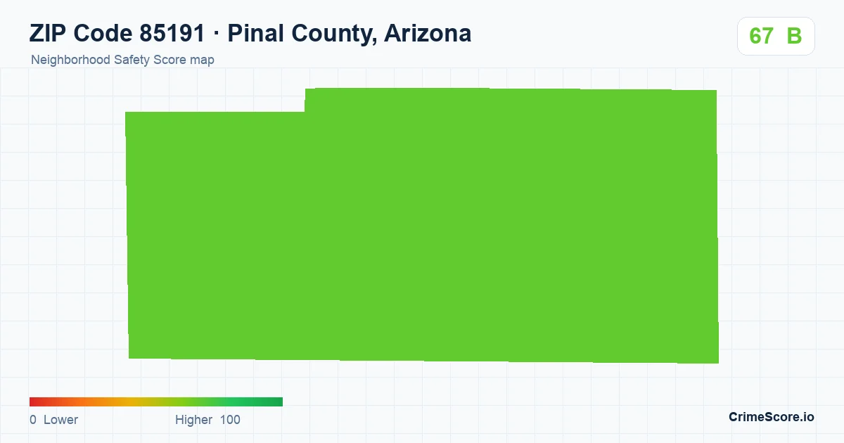 ZIP Code 85191 in Pinal County, Arizona neighborhood Safety Score map