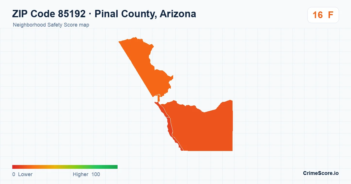 ZIP Code 85192 in Pinal County, Arizona neighborhood Safety Score map