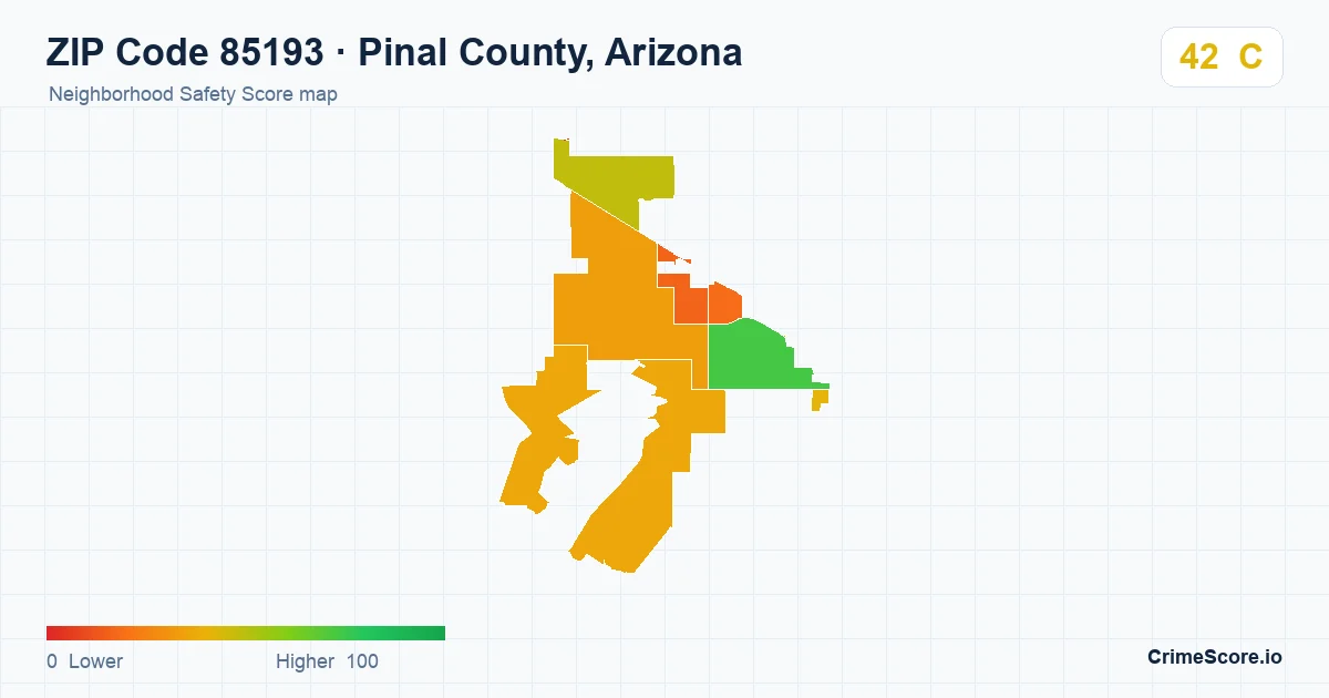 ZIP Code 85193 in Pinal County, Arizona neighborhood Safety Score map