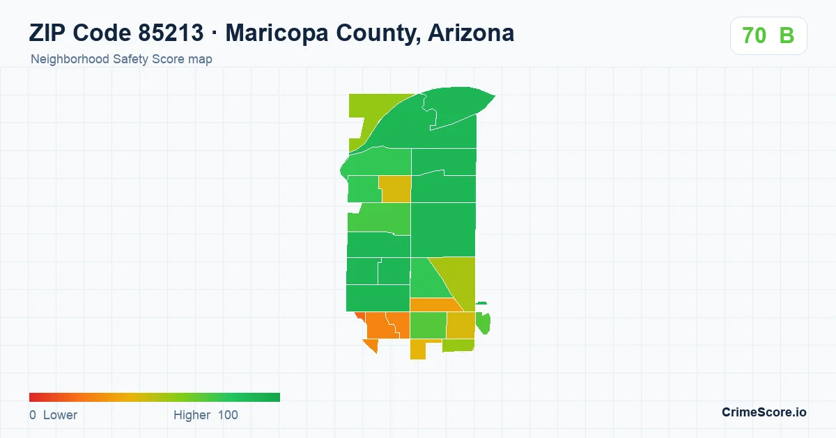 ZIP Code 85213 in Maricopa County, Arizona neighborhood Safety Score map