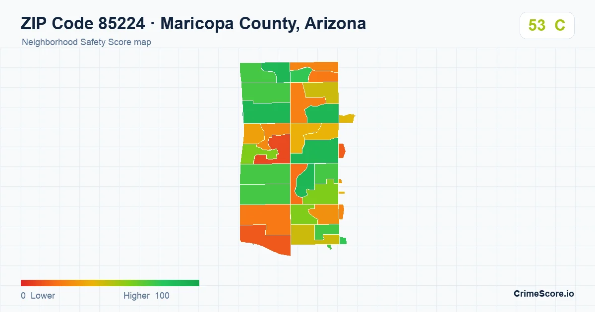 ZIP Code 85224 in Maricopa County, Arizona neighborhood Safety Score map